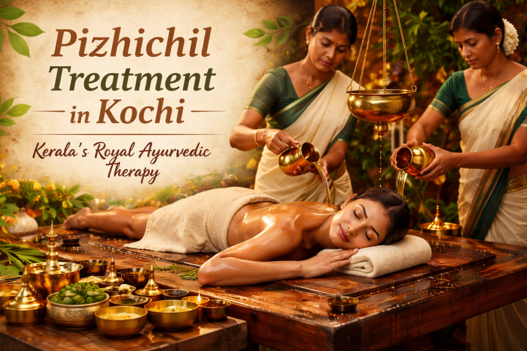 Pizhichil treatment in Kochi with warm medicated oil therapy at Ayur Sparsham spa