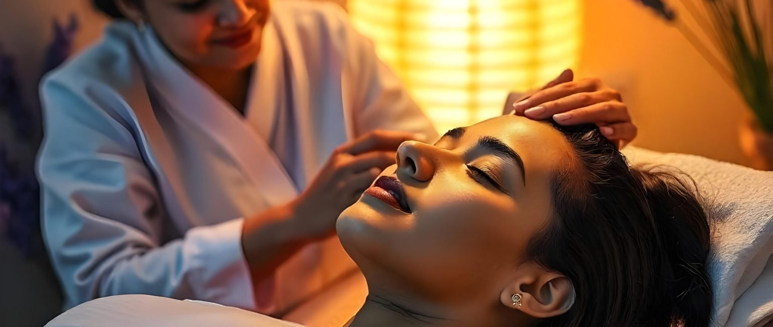 Person Enjoying a Relaxing Scalp Massage at a Spa
